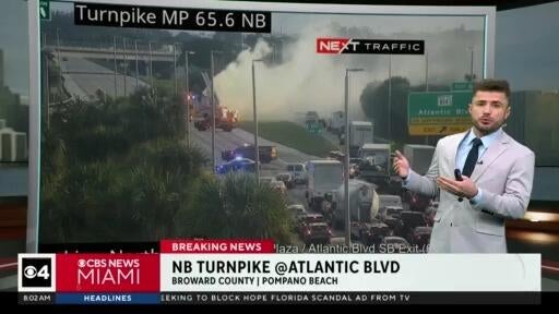 Truck fire shuts down all northbound lanes of Florida’s Turnpike in Pompano Beach — CBS Miami, Coral Springs Community news
