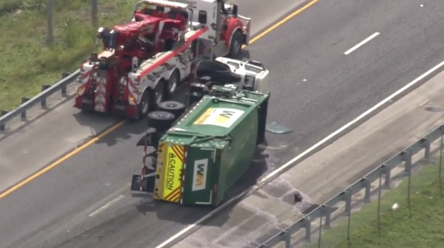 Waste Management dump truck overturns on NB Turnpike in Davie; exit towards I-595, SR 84, US 441 closed — Coral Springs Community news