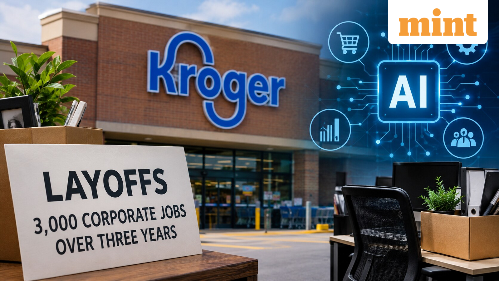 US-based grocery chain Kroger to cut 3,000 corporate jobs over three years amid AI expansion — Mint India, Coral Springs Technology news